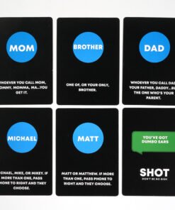 Examples of some drinking cards within the best drinking game - text or drink